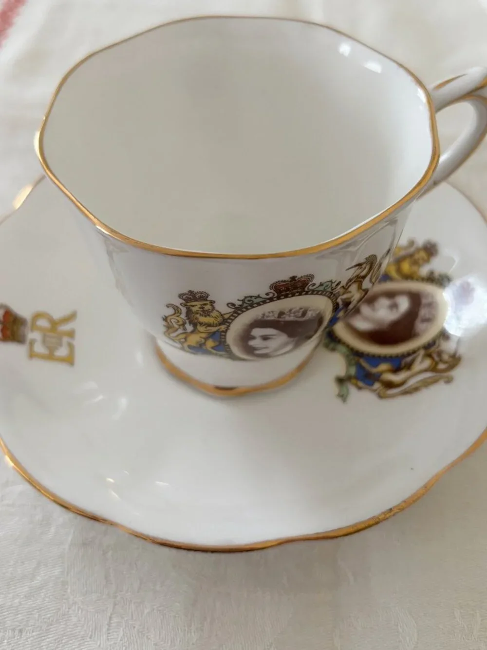 Vintage Royal Albert Bone China Queen Elizabeth Coronation Teacup and Saucer Set